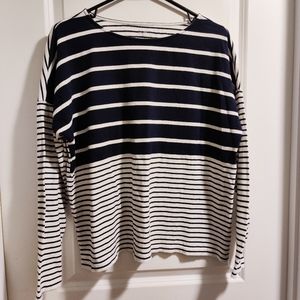 Loft Navy & white striped long sleeve Tshirt